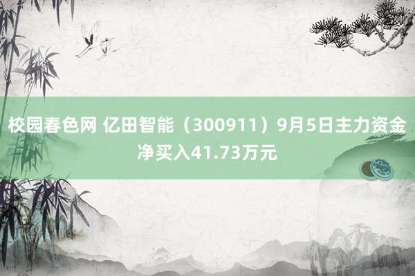 校园春色网 亿田智能（300911）9月5日主力资金净买入41.73万元